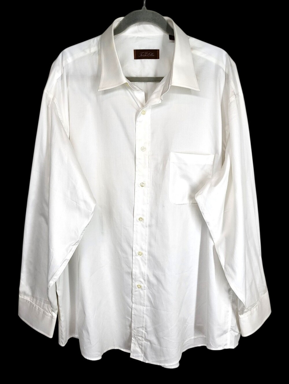 Tasso Elba Men's Dress Shirt White 100% Cotton Long Sleeve Size XXL/18 34/35